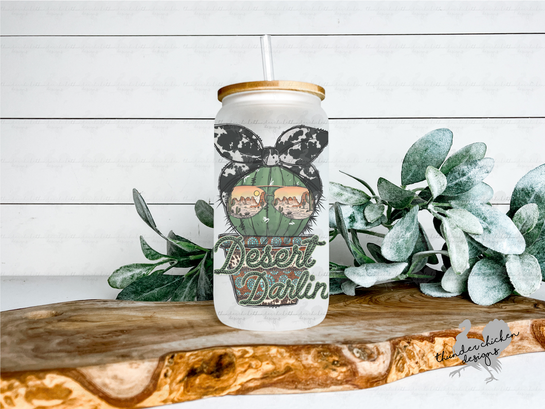 Desert Darlin Frosted Beer Can Glass